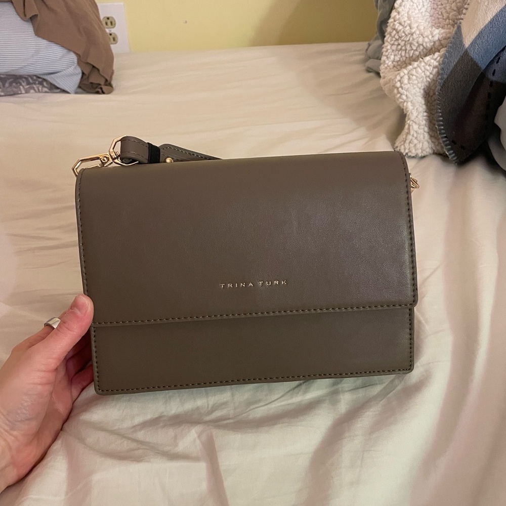 Trina Turk Solid Structured Leather Double Compar… - image 1